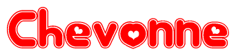 The image displays the word Chevonne written in a stylized red font with hearts inside the letters.