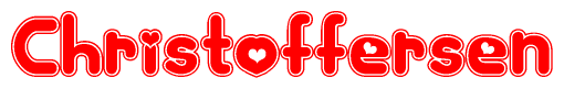 The image displays the word Christoffersen written in a stylized red font with hearts inside the letters.