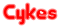 The image displays the word Cykes written in a stylized red font with hearts inside the letters.
