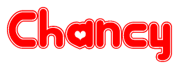 The image displays the word Chancy written in a stylized red font with hearts inside the letters.