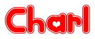 The image displays the word Charl written in a stylized red font with hearts inside the letters.