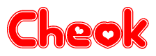 The image displays the word Cheok written in a stylized red font with hearts inside the letters.
