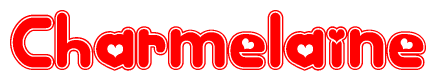 The image displays the word Charmelaine written in a stylized red font with hearts inside the letters.
