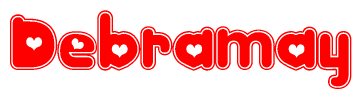 The image displays the word Debramay written in a stylized red font with hearts inside the letters.
