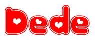 The image displays the word Dede written in a stylized red font with hearts inside the letters.