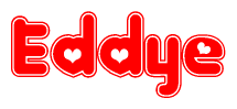 The image displays the word Eddye written in a stylized red font with hearts inside the letters.