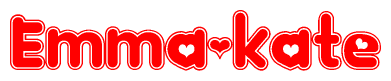 The image displays the word Emma-kate written in a stylized red font with hearts inside the letters.