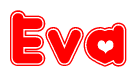 The image displays the word Eva written in a stylized red font with hearts inside the letters.