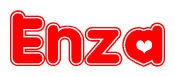The image displays the word Enza written in a stylized red font with hearts inside the letters.