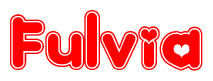 The image is a clipart featuring the word Fulvia written in a stylized font with a heart shape replacing inserted into the center of each letter. The color scheme of the text and hearts is red with a light outline.