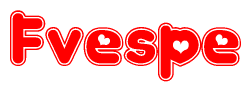 The image displays the word Fvespe written in a stylized red font with hearts inside the letters.