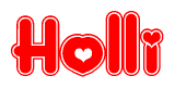 The image displays the word Holli written in a stylized red font with hearts inside the letters.