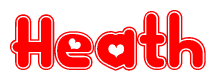 The image displays the word Heath written in a stylized red font with hearts inside the letters.