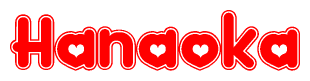 Red and White Hanaoka Word with Heart Design