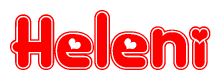 The image is a clipart featuring the word Heleni written in a stylized font with a heart shape replacing inserted into the center of each letter. The color scheme of the text and hearts is red with a light outline.