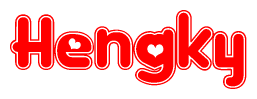 The image displays the word Hengky written in a stylized red font with hearts inside the letters.