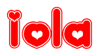 The image displays the word Iola written in a stylized red font with hearts inside the letters.