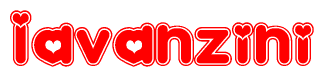 The image displays the word Iavanzini written in a stylized red font with hearts inside the letters.