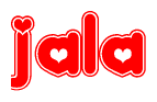 The image displays the word Jala written in a stylized red font with hearts inside the letters.