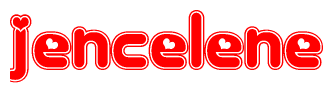 The image is a clipart featuring the word Jencelene written in a stylized font with a heart shape replacing inserted into the center of each letter. The color scheme of the text and hearts is red with a light outline.
