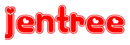 The image displays the word Jentree written in a stylized red font with hearts inside the letters.