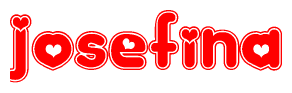 The image is a clipart featuring the word Josefina written in a stylized font with a heart shape replacing inserted into the center of each letter. The color scheme of the text and hearts is red with a light outline.