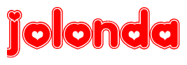   The image displays the word Jolonda written in a stylized red font with hearts inside the letters. 