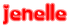 The image is a clipart featuring the word Jenelle written in a stylized font with a heart shape replacing inserted into the center of each letter. The color scheme of the text and hearts is red with a light outline.