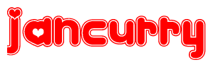 The image displays the word Jancurry written in a stylized red font with hearts inside the letters.