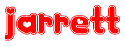 The image displays the word Jarrett written in a stylized red font with hearts inside the letters.