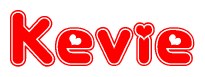 The image displays the word Kevie written in a stylized red font with hearts inside the letters.