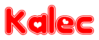 The image displays the word Kalec written in a stylized red font with hearts inside the letters.