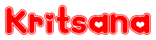 The image is a clipart featuring the word Kritsana written in a stylized font with a heart shape replacing inserted into the center of each letter. The color scheme of the text and hearts is red with a light outline.