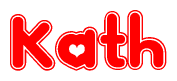 The image displays the word Kath written in a stylized red font with hearts inside the letters.