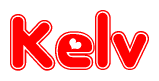 The image displays the word Kelv written in a stylized red font with hearts inside the letters.