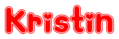 The image is a clipart featuring the word Kristin written in a stylized font with a heart shape replacing inserted into the center of each letter. The color scheme of the text and hearts is red with a light outline.