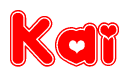 Red and White Kai Word with Heart Design