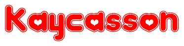The image displays the word Kaycasson written in a stylized red font with hearts inside the letters.