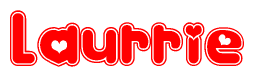 The image is a clipart featuring the word Laurrie written in a stylized font with a heart shape replacing inserted into the center of each letter. The color scheme of the text and hearts is red with a light outline.