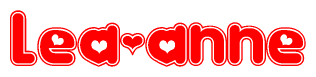 The image is a clipart featuring the word Lea-anne written in a stylized font with a heart shape replacing inserted into the center of each letter. The color scheme of the text and hearts is red with a light outline.