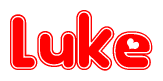 The image is a clipart featuring the word Luke written in a stylized font with a heart shape replacing inserted into the center of each letter. The color scheme of the text and hearts is red with a light outline.