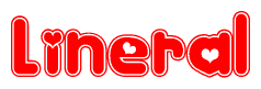 The image displays the word Lineral written in a stylized red font with hearts inside the letters.