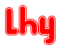 The image is a clipart featuring the word Lhy written in a stylized font with a heart shape replacing inserted into the center of each letter. The color scheme of the text and hearts is red with a light outline.