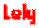 The image is a clipart featuring the word Lely written in a stylized font with a heart shape replacing inserted into the center of each letter. The color scheme of the text and hearts is red with a light outline.