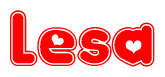 The image displays the word Lesa written in a stylized red font with hearts inside the letters.