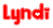 The image displays the word Lyndi written in a stylized red font with hearts inside the letters.