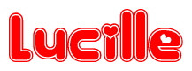 The image displays the word Lucille written in a stylized red font with hearts inside the letters.