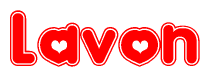The image displays the word Lavon written in a stylized red font with hearts inside the letters.