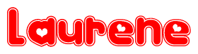   The image displays the word Laurene written in a stylized red font with hearts inside the letters. 
