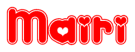 The image displays the word Mairi written in a stylized red font with hearts inside the letters.